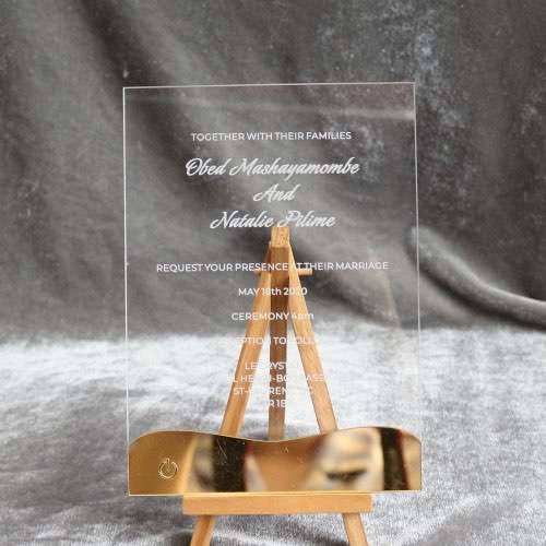 LED Acrylic Invitation Card Engraved Text Personalized Custom